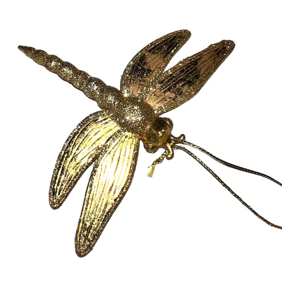 GOLD GLITTER DRAGONFLY ORNAMENT - Picture 2 of 5